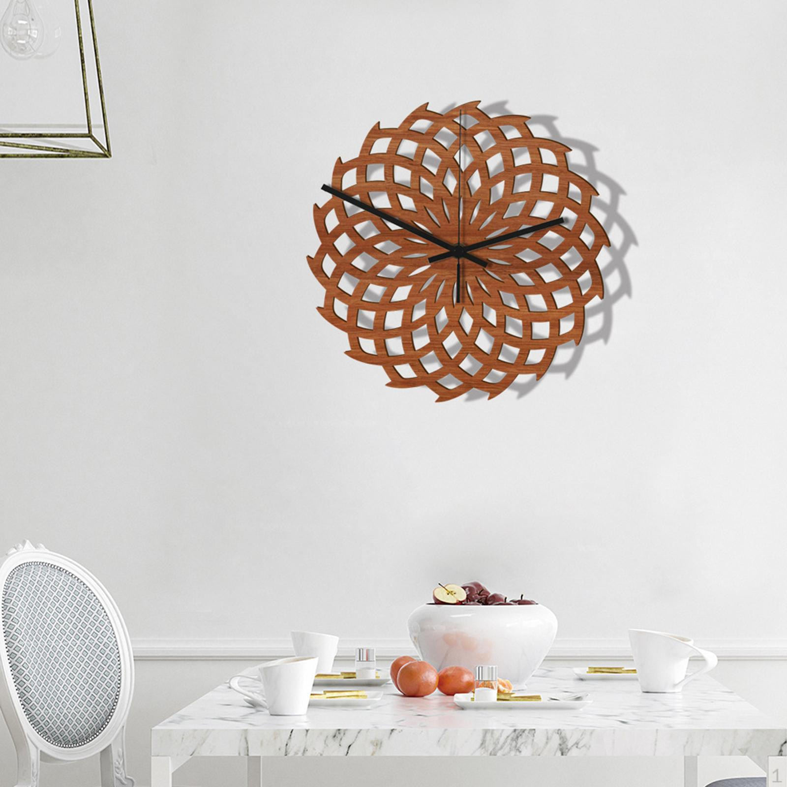 

12-дюймовые настенные часы, современные тихие геометрические большие деревянные часы, декоративные для спальни, Flower