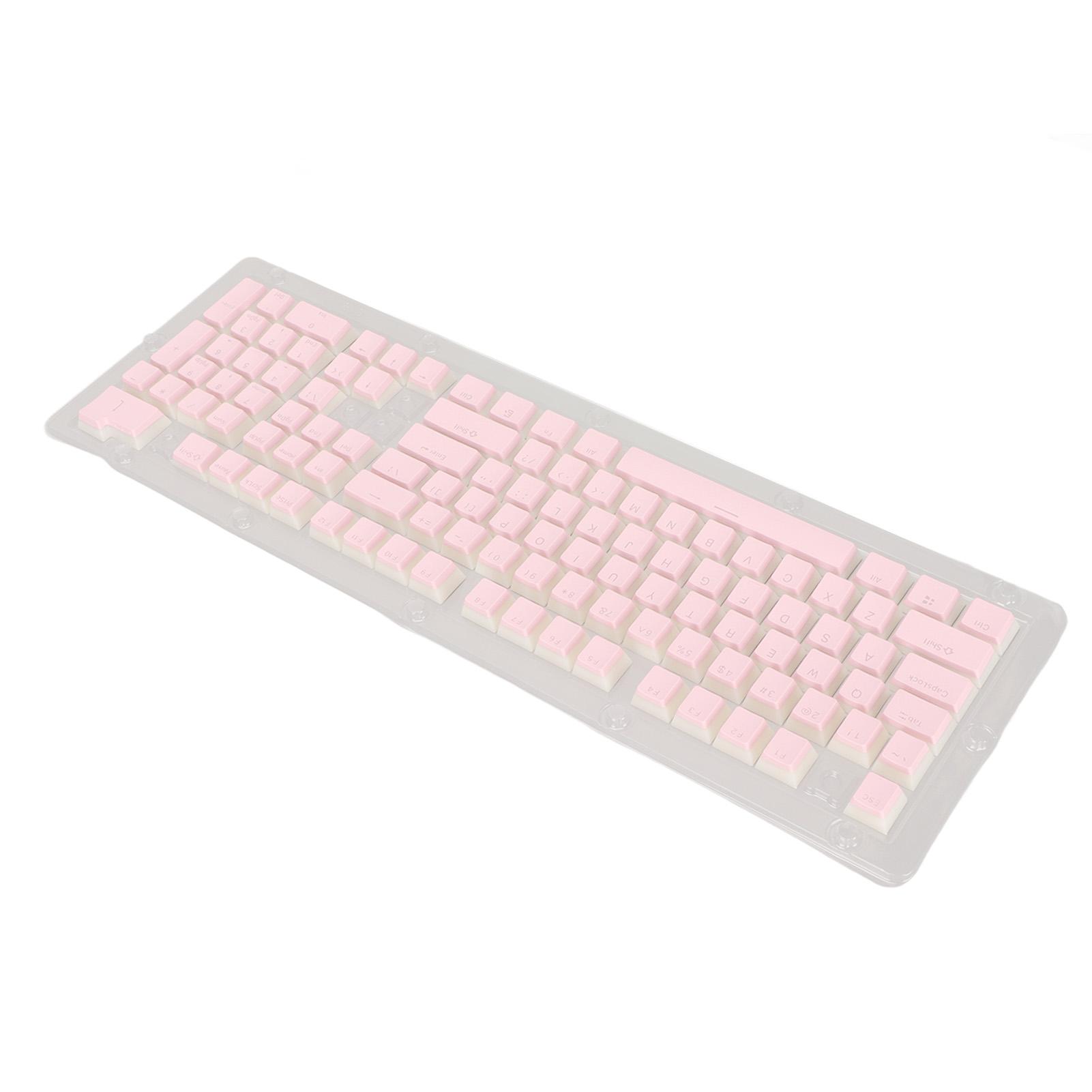 

PBT Keycaps High Low Layout Double Layer 2 Color 108 Keys Mechanical Keyboards for 61 87 104 108 Key Keyboard Pinkish