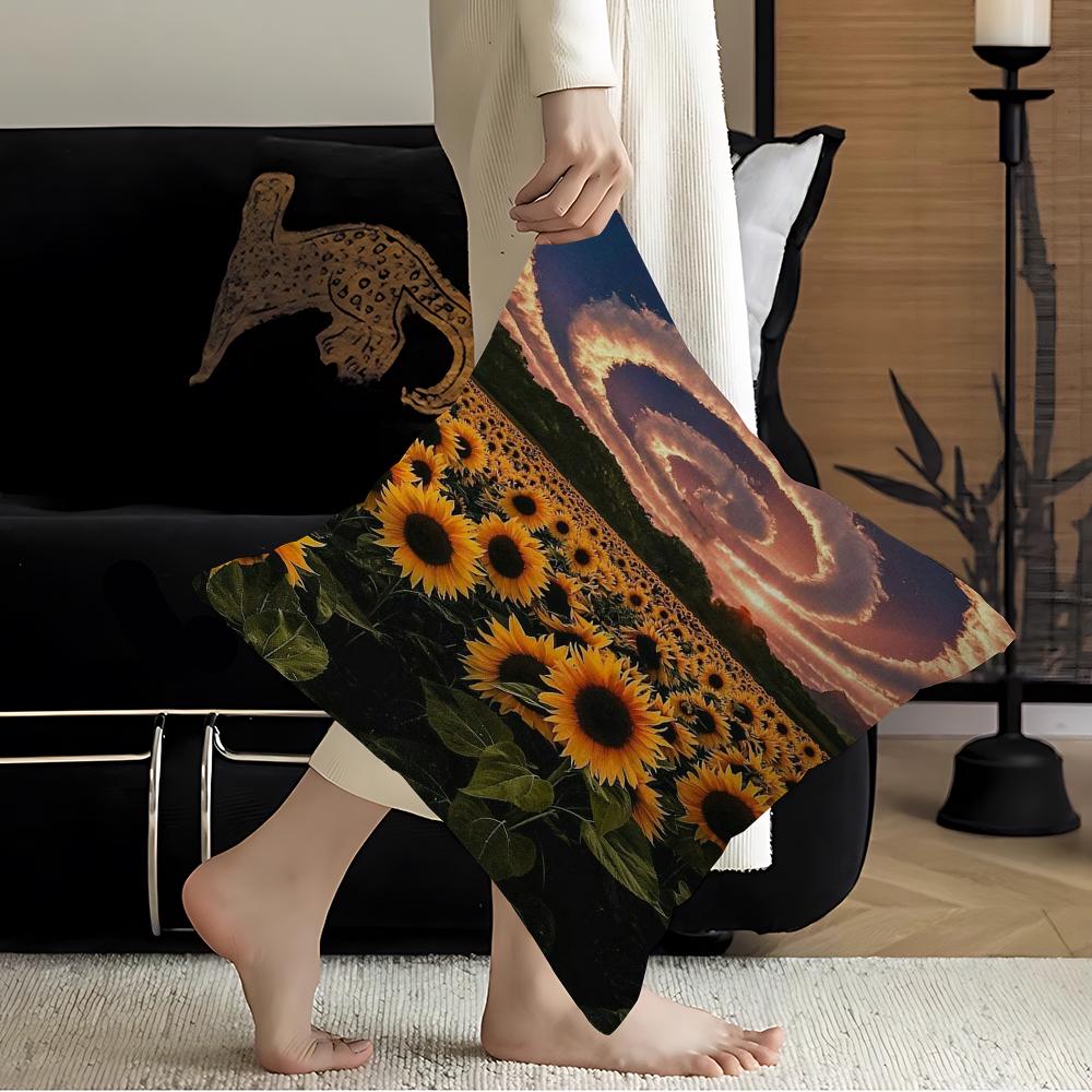 Nature Blue Sky Cloud Sunflower 45*45cm Cushion Cover Pillow Cover Decor Pillowcase Home Pillowcase For Couch Pillow