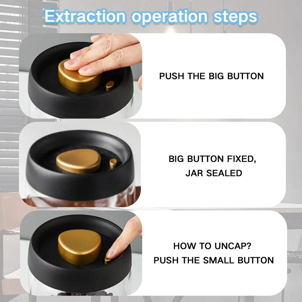 Urcior sigilat sub vid de înaltă calitate Boabe de cafea Canistra etanșă din sticlă Cerealele alimentare Bomboane Păstrați în stare proaspătă Borcan de depozitare Accesorii de bucătărie