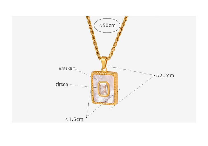 Elegant White Mother-of-Pearl Pendant Necklace - European and American Design, Versatile Titanium Steel Clavicle Chain for Women.