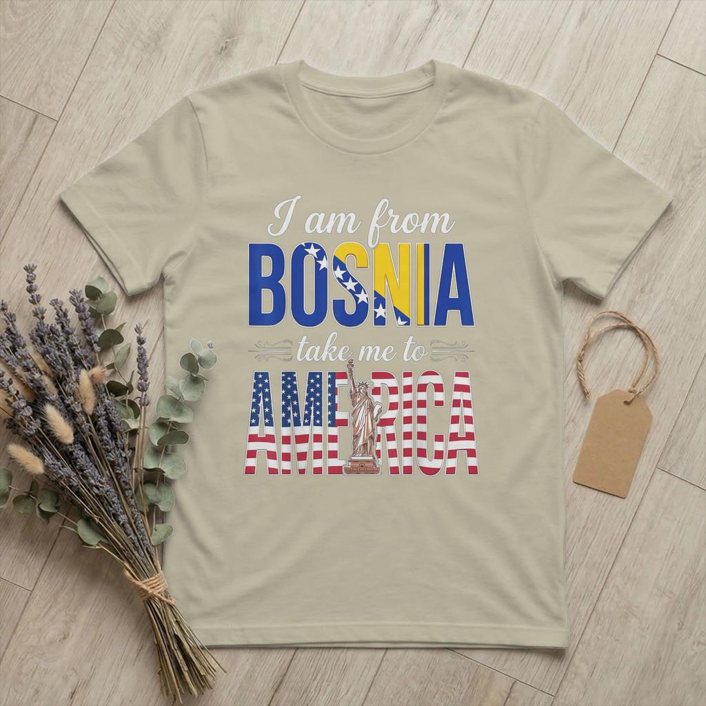 Dalla Bosnia Portami in America Maglietta per Unisex 100% Cotone Maglietta Casual Girocollo Divertenti Manica Corta merchandising Estate