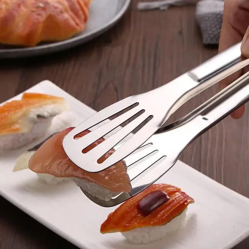 Anti Heat Salad Bread Serving Tongs, Barbecue Tongs, Non-Stick Food Tongs, Stainless Steel BBQ Tool, Bread Clip