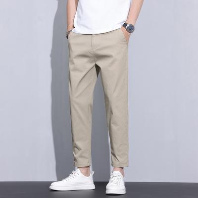 Men's Nine-point Pants Summer Thin Solid Color Slim and Versatile Casual Trousers Men