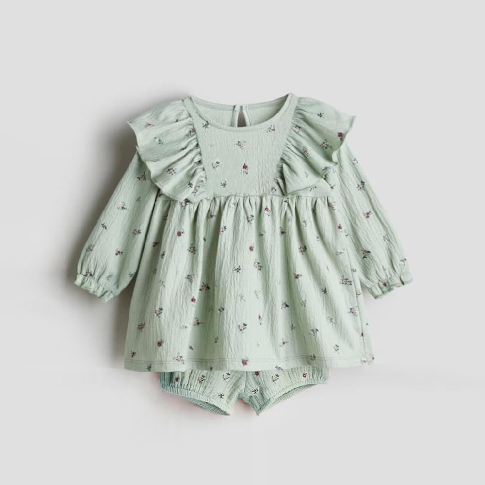 

Cute Summer Baby Girl Clothes Set Organic Cotton Girl Blouse + Shorts Toddler Girl Clothing 4T 110