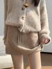 Korean Lambswool Hip-Hugging A-Line Skirt: Fluffy, Warm, Slimming, Autumn/Winter Bodycon Short Skirt for Women