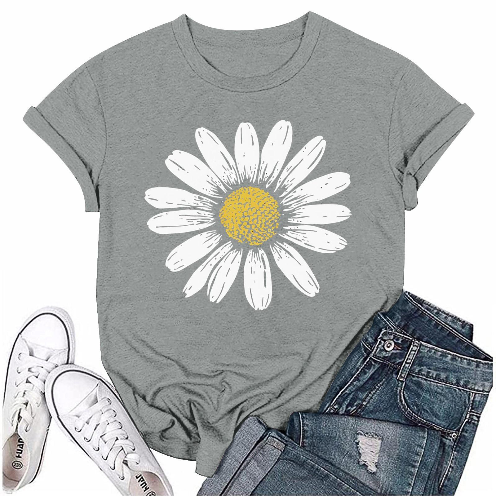 

Женская повседневная футболка с принтом подсолнухов Street Slim Fit с коротким рукавом XXL