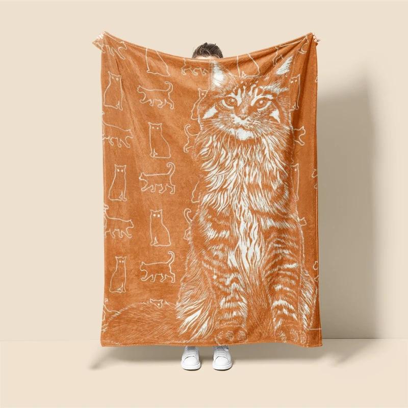 Home Decoration Plush Throw Sofa Blanket Anime Animals Bedspread On the Bed Fluffy Soft Blankets Decor Plaid Modern Cat Black