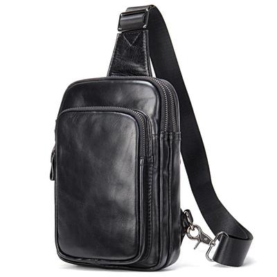 Męska torba na klatkę piersiową 100% prawdziwej skóry Pasek na ramię Torebka listonoszka Męska torba na ramię designerska luksusowa torba czarna Crossbody Pack