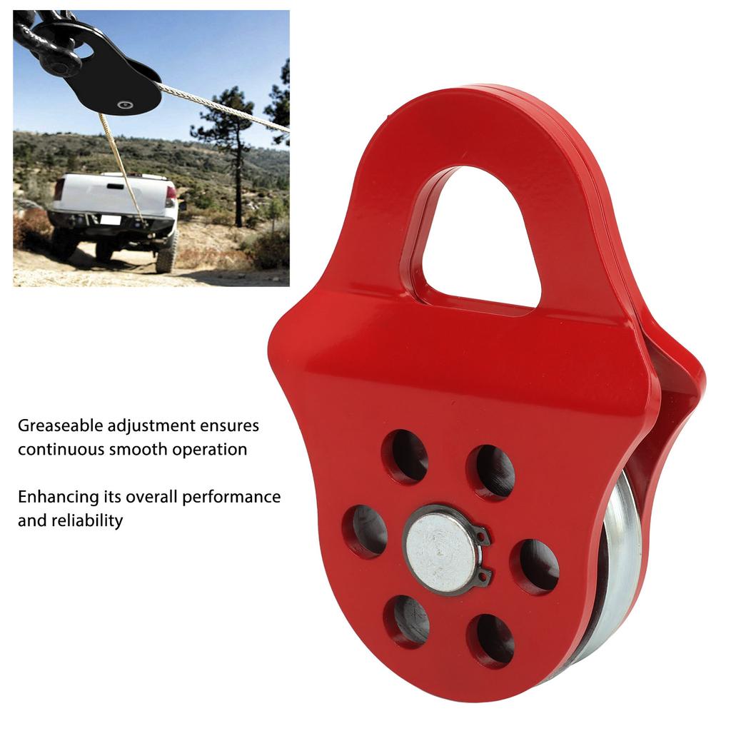 Winch Pulley Block Snatch Block Towing Pulley 4T Load Bearing Capacity Heavy Duty Winch Pulley Red for Truck Tractor ATV UTV