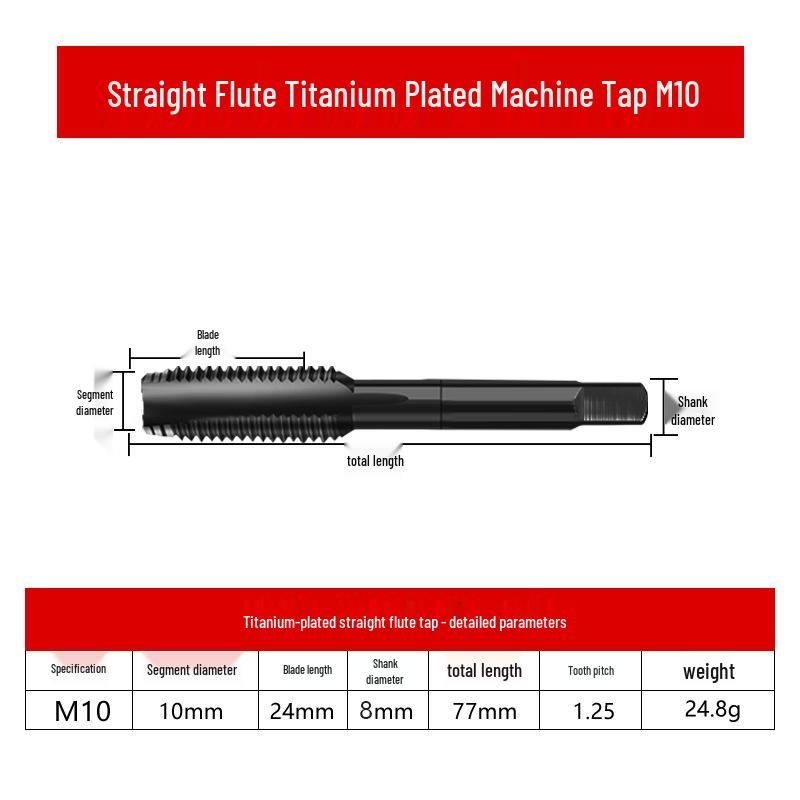 Stainless Steel Spiral Taper Tap Drill Bits with Cobalt-Nitriding, Sizes 4m-10m