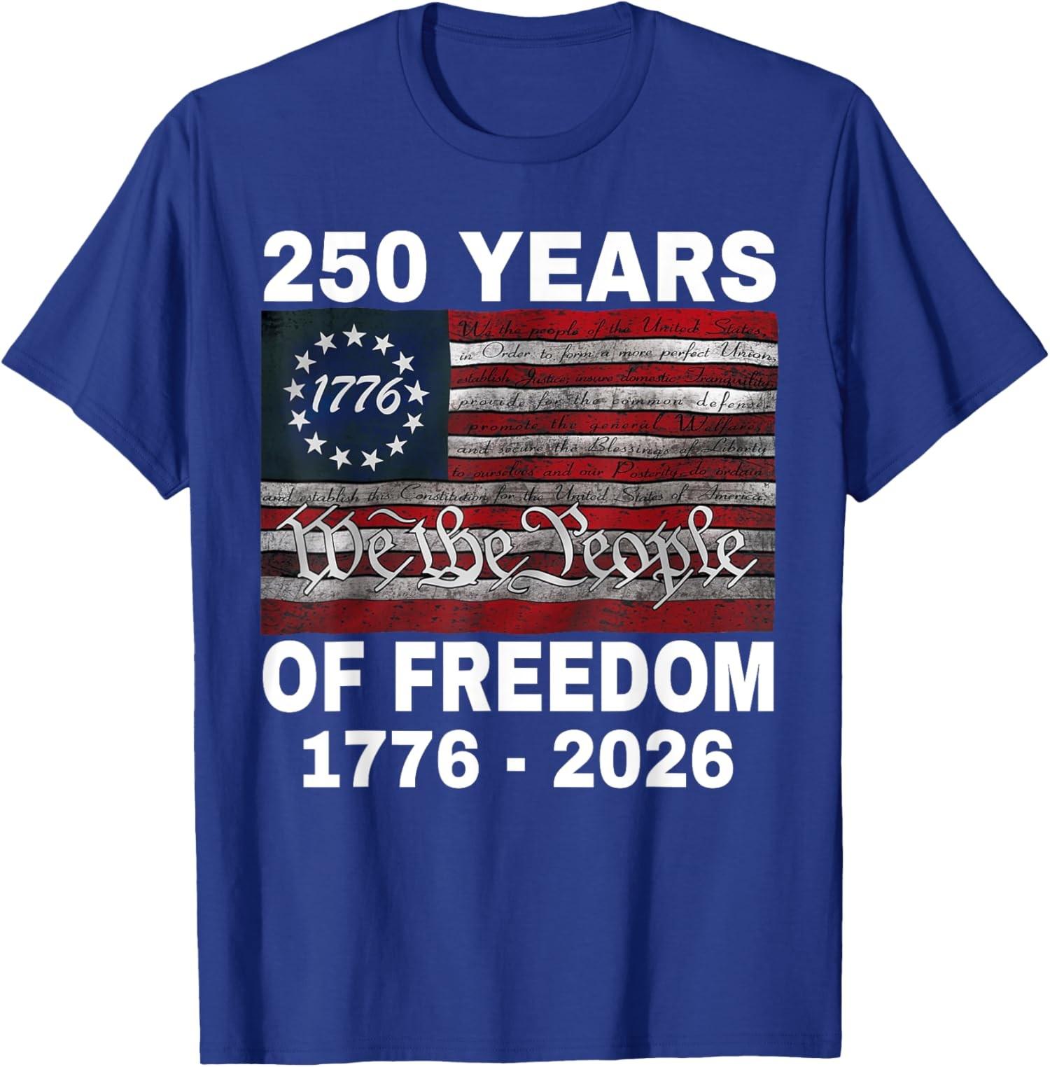 250 Years of Freedom American Flag Patriotic Pride Unisex T-Shirt S разноцветный