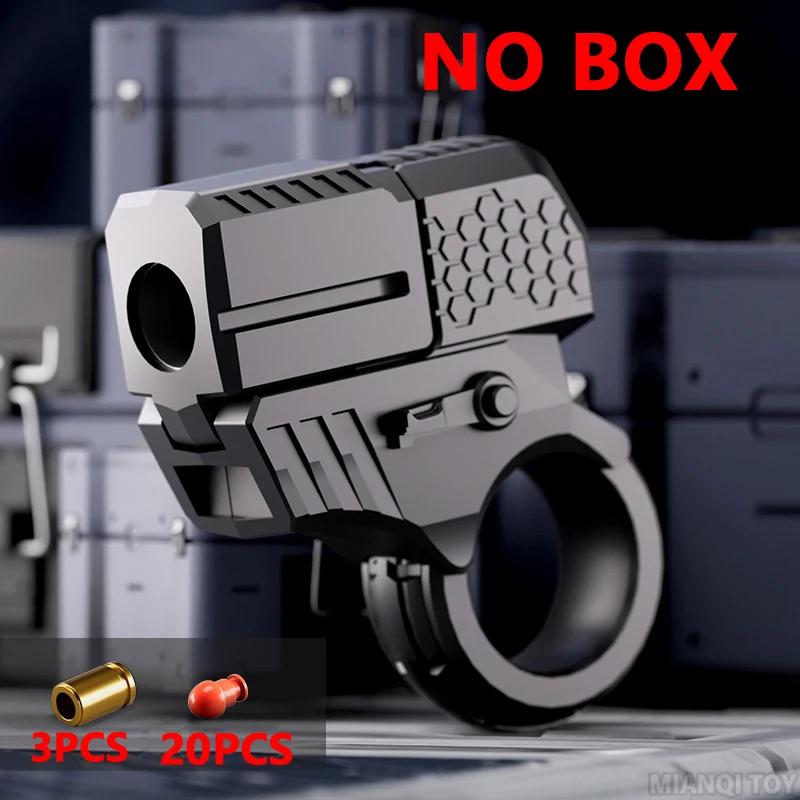 Mini Throwing Shell Bullet Gun Relieve Stress Ring Alloy Metal Finger Gun Decompression Toy For Boy Gift Launch Soft Bullet Play