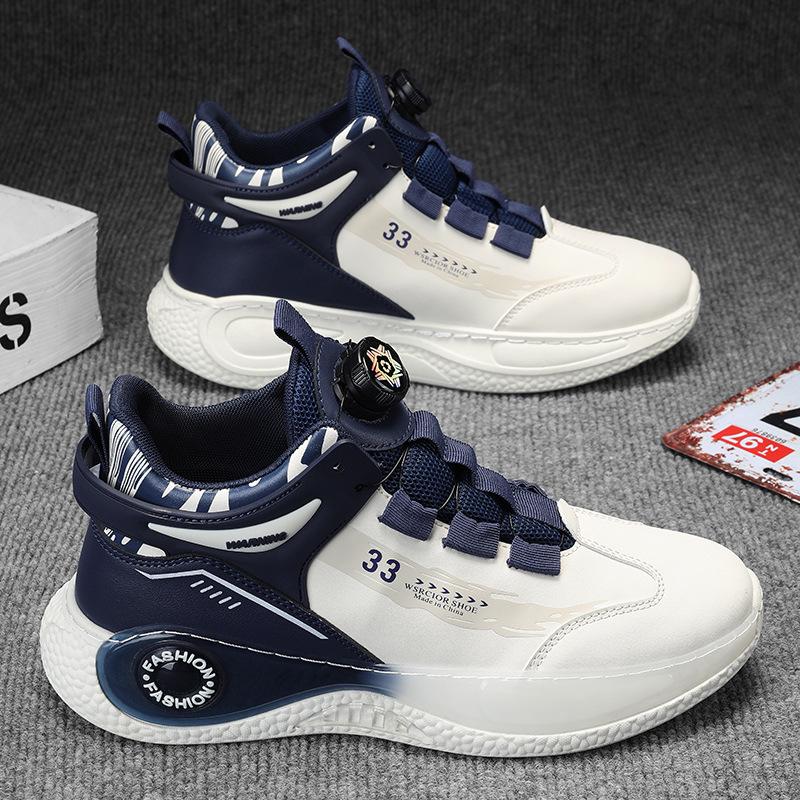 Men's Spring Trendy White High-Top Sports Shoes - Korean Style, Thick-Soled, Casual Dad Sneaker