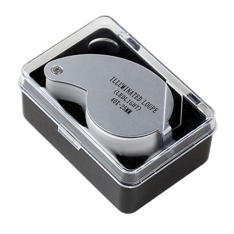 40X Jewelers Loupe Magnifier with Light Foldable Jewelry Eye Loop- Magnifier LED Illuminated Jeweler Glass