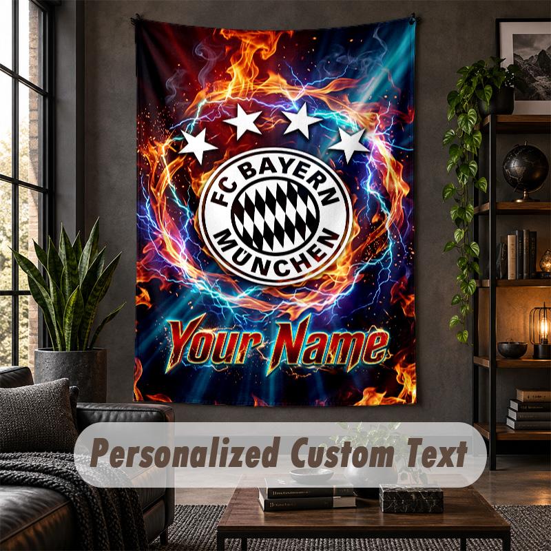 Personalized Wall Tapestry,Bayern Munich Custom Text, Soft Fabric Wall Art For Indoor Decoration