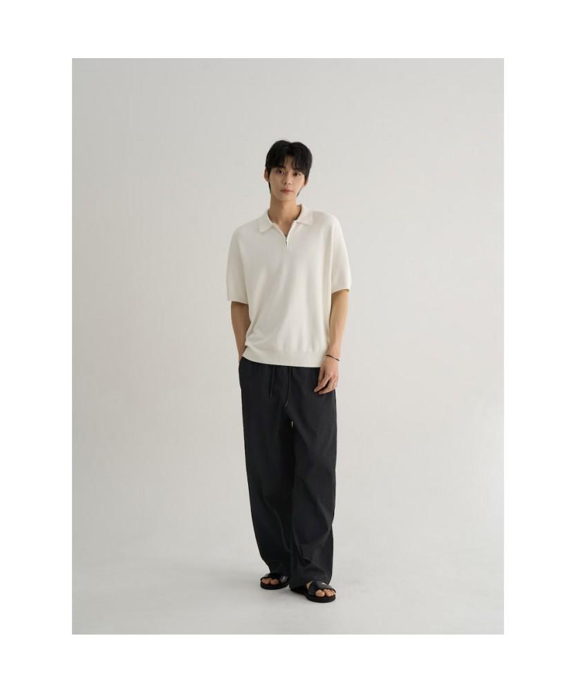 8SECONDS Formal Half-Zip Collared Neck Short Sleeve Knit Ivory