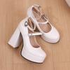 Q/Scarpe singole con tacco alto da donna Primavera/Estate Nuovo colore solido Piattaforma impermeabile Tacco spesso Bocca bassa Scarpe basse di grandi dimensioni