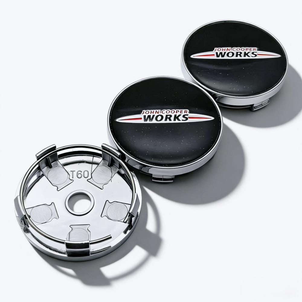 4pcs John Works Cooper Logo Emblem Car Wheel Center Caps 60MM Clips 56MM Wheels Hub Cap Rim Hubcaps Dust Cover Car Accessories