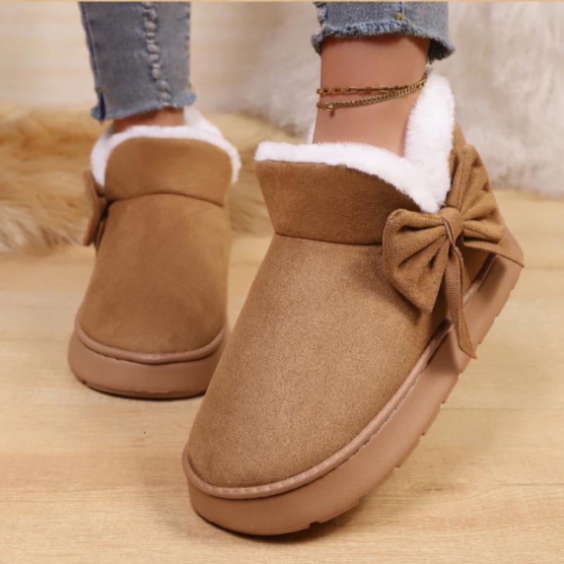Damen-Kurzstiefel für Herbst und Winter, Schneestiefel, rutschfeste flache Schuhe, warme Schuhe