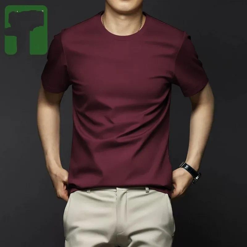 Sommer Herren Modal Einfarbig Kurzarm Freizeit T-Shirt