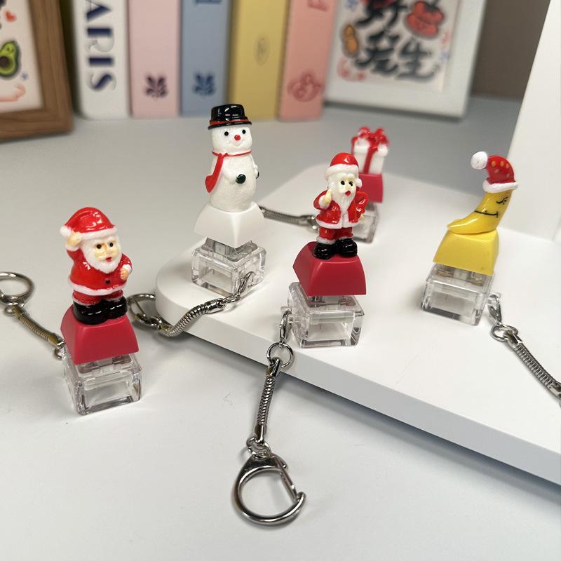 Christmas Themed Keyboard Keychain Stress Relief Toys Keychain Fidget Keyboard Clicker Button Key Chain Bag Charm Pendant