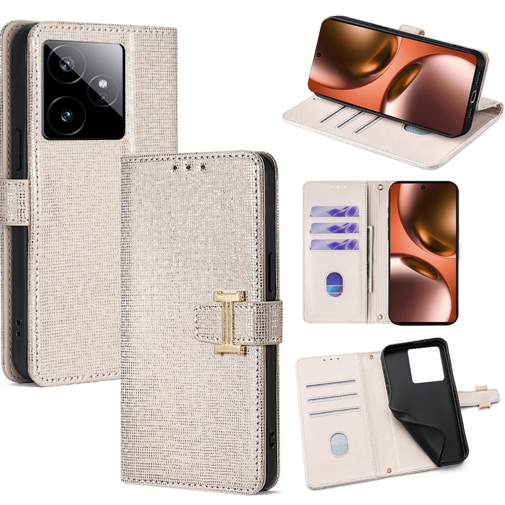 For Realme GT 7 5G Case Metal I-Buckle PU Leather Wallet Phone Cover