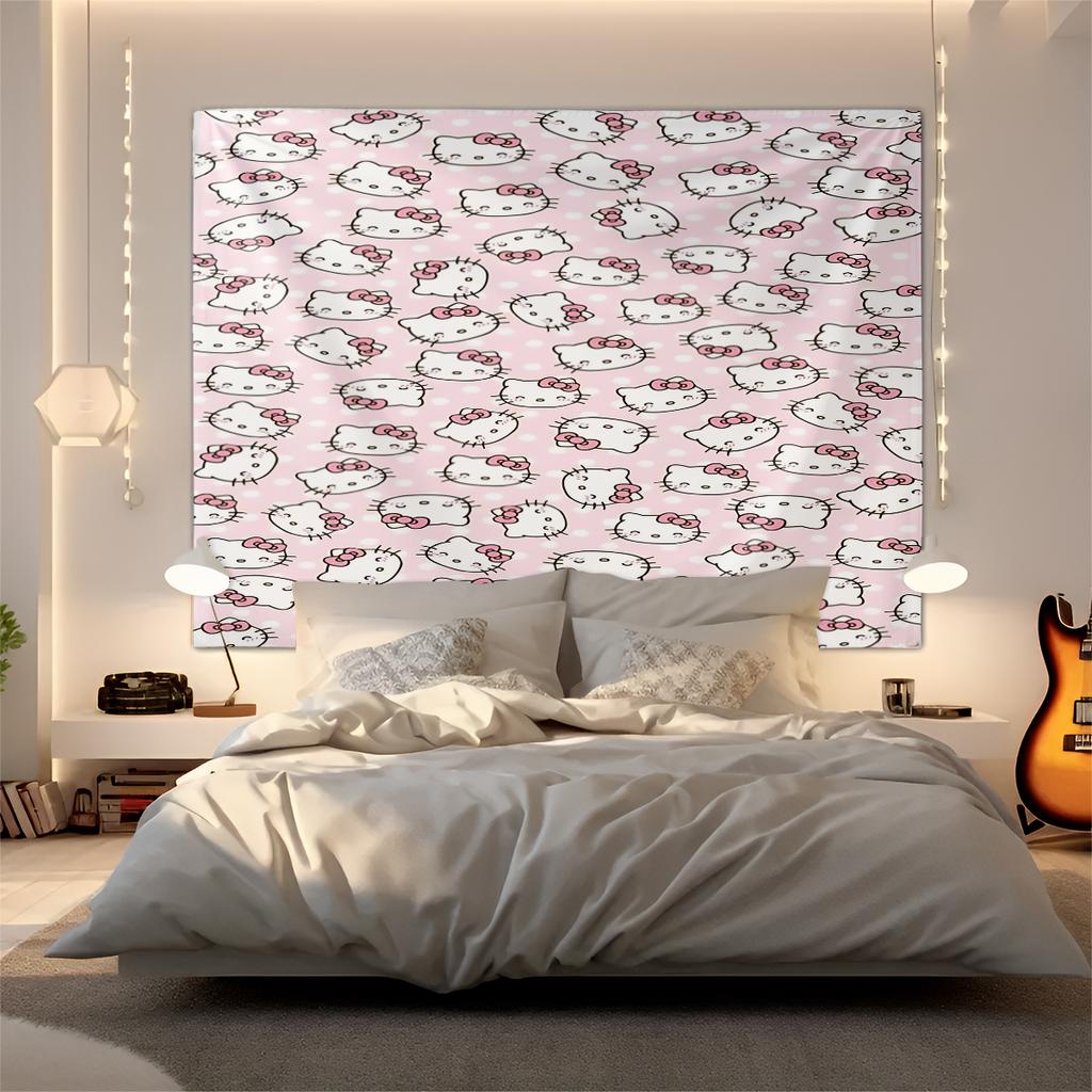 Hello Kitty Tapestry Wall Hanging Kawaii Aesthetic Room Decor Cute Wall Art for Bedroom Dorm Teen Girls
