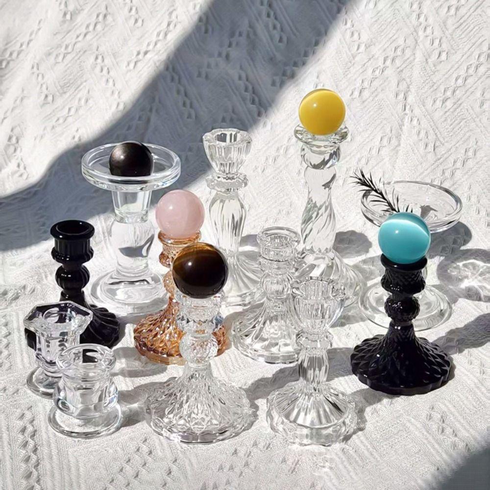 Glass Crystal Ball Base Photography Props Transparent Glass Sphere Holder Craft Crystal Ball Display Stand for Home Decoration