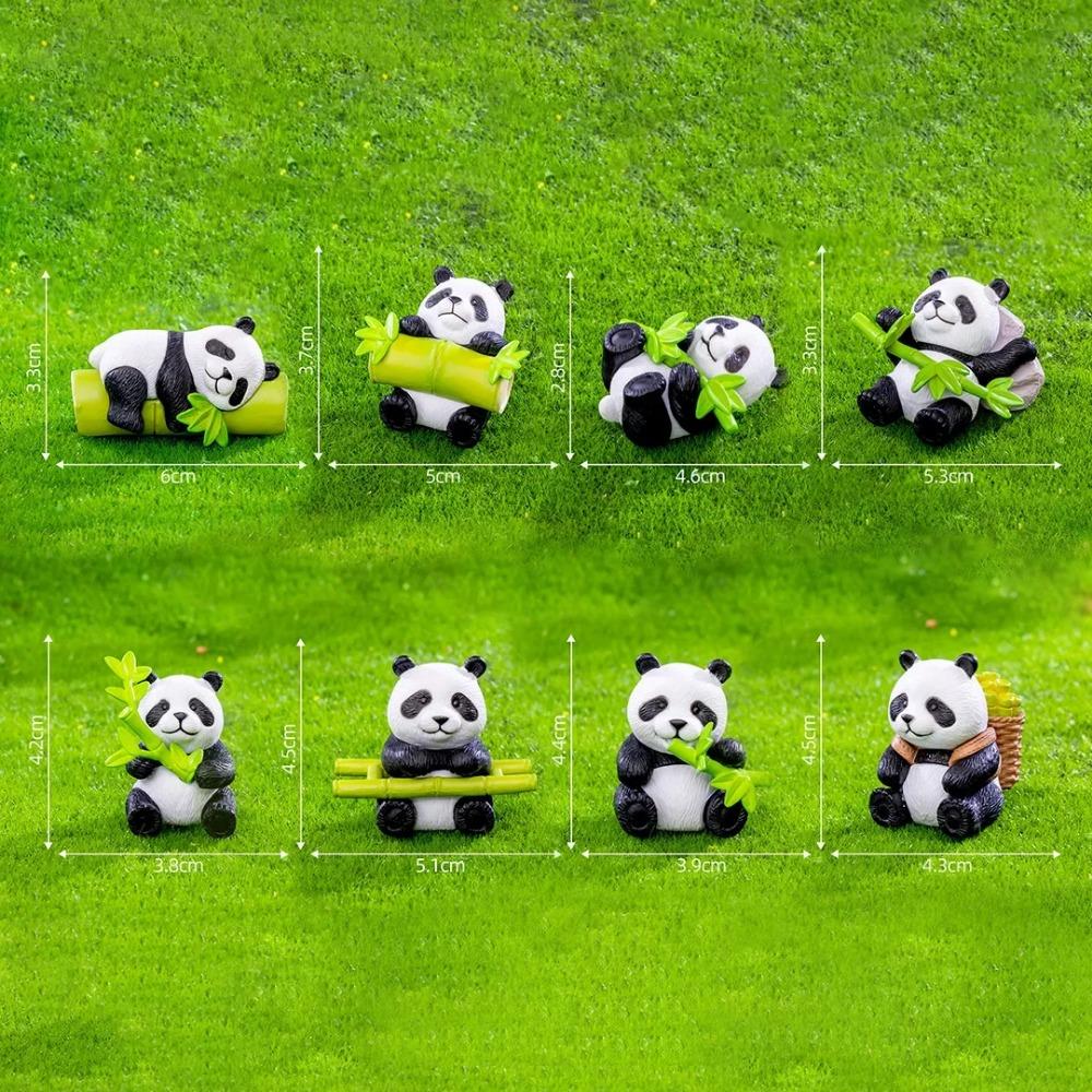8PCS Micro Landscape Creative Cute Bamboo Panda Doll Gardening DIY Keychain Decoration Accessories Desktop Small Ornaments