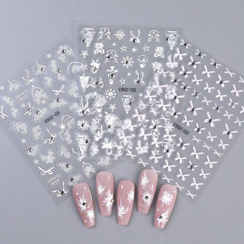 5D Relief Ins Wind Nail Art Sticker Premium Light Luxury With Diamond Bronzing Nail Sticker