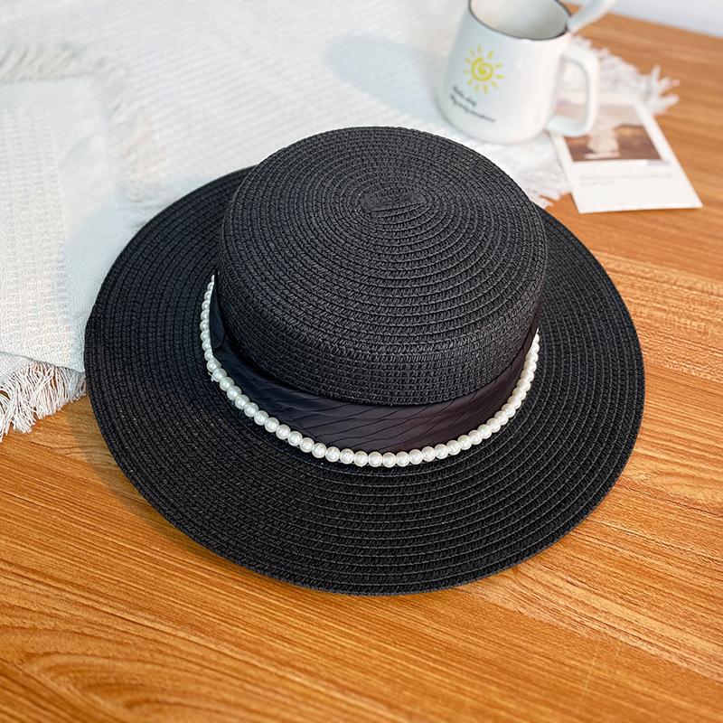 

Elegant pearl sun hat women s summer breathable versatile big eaves sun protection hat outdoor travel beach hat
