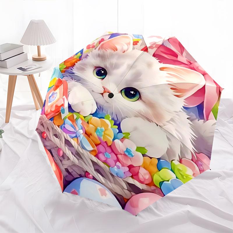 1pc Floral Bowknot Automatic Folding Umbrella, Portable 3-Fold Design with Iron Frame, Perfect for Festivals, Travel, Daily Use, and Gifts.C071