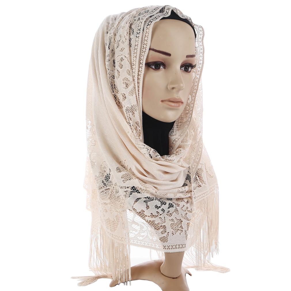 60x170cm Lace Fringe Hijab, Headscarf Shawl for Women
