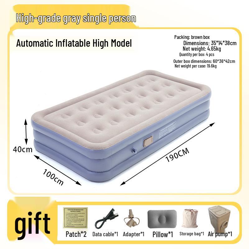 In-Stock Lightweight Inflatable Mat with Built-in Pump for Camping - Wear-Resistant Folding Bed for Lazy Lunch Breaks