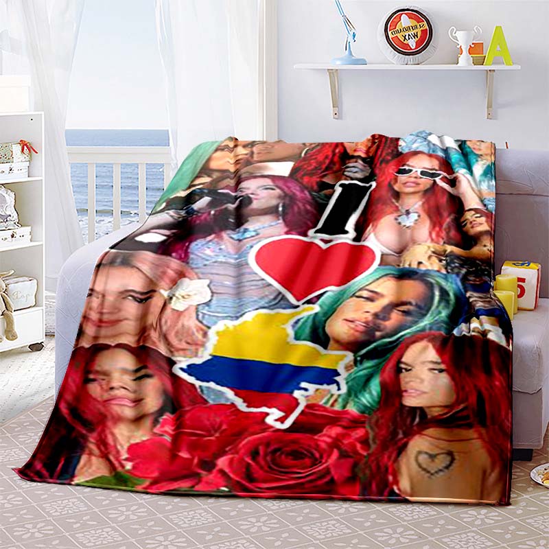 Customizable K-KAROL-G flannel blankets, perfect for autumn warmth, suitable for children and adults, and stylish K-POP shawls