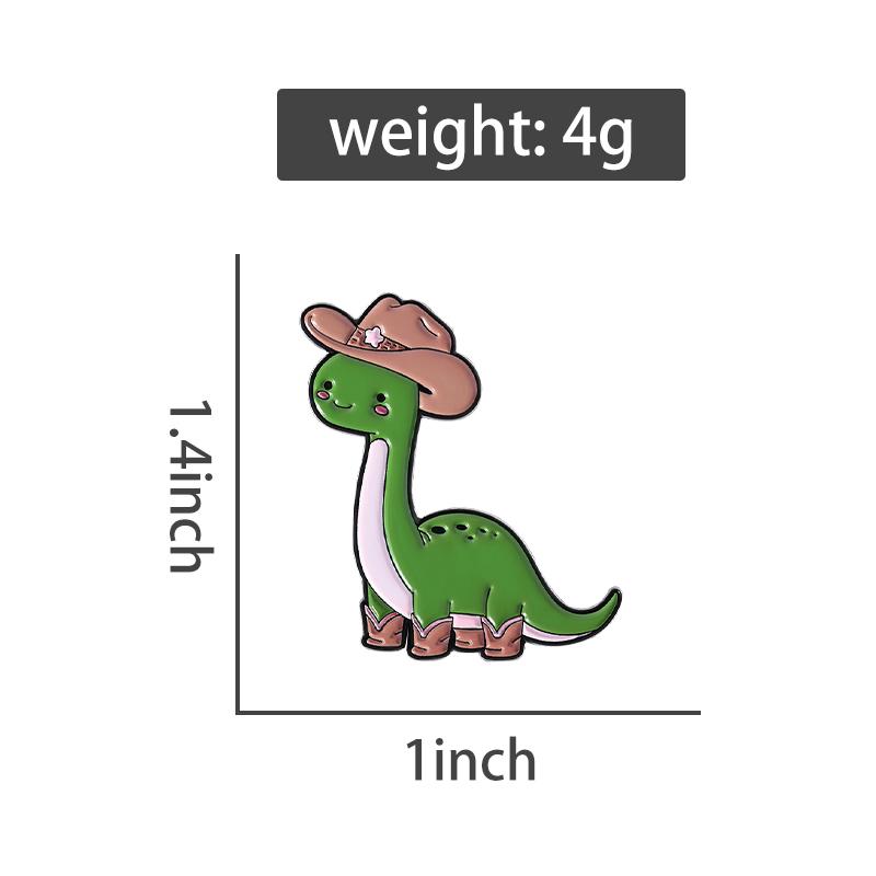 Süßer Cowboy-Dinosaurier Emaille Anstecknadeln Individuell Reise Coole Broschen Reversabzeichen Kleidung Tier Schmuck Geschenk für Kinder Freunde