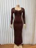 Rochie de seară M10268 Europeană de Lux cu Mânecă Lungă, Croială Slim Fit, cu Detaliu Strasuri Fierbinți