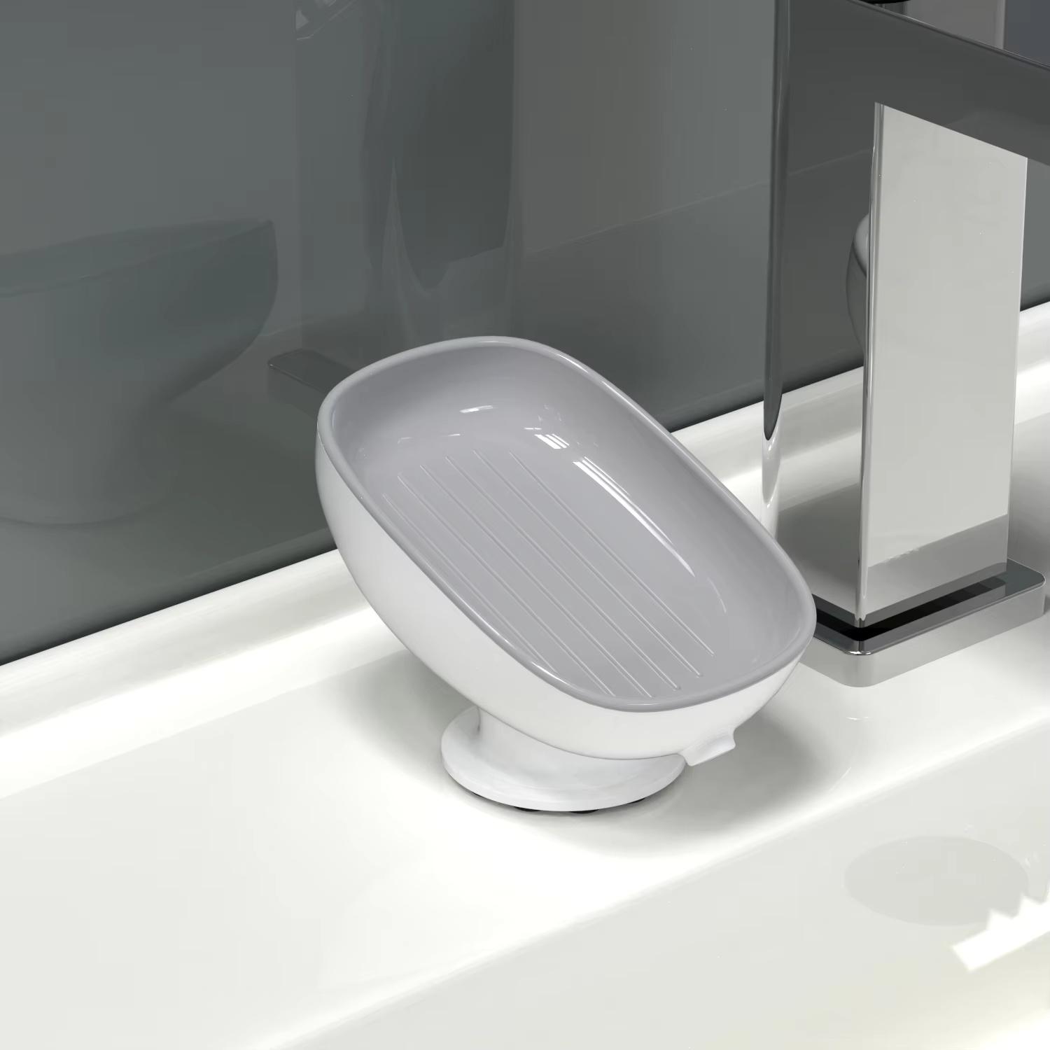 Super Suction Cup Soap Holder With Drain Water For Bathroom Soap Box Dish Kithcen Sponge Holder Soap Container Bathroom Supplies