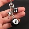 Hiphop Dice Billiards Keychain Y2K Black Dice No. 8 Starburst Pendant Bag Charms Hangings Punk Cool Ornament Accessories