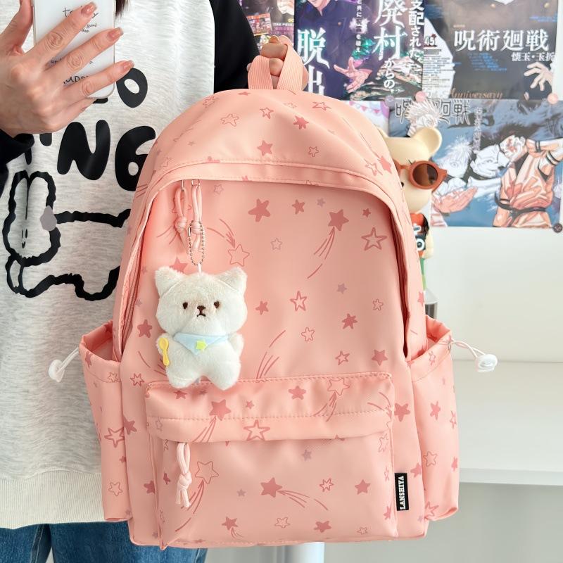 Schoolbag New Small Fresh Schoolbag for Girls, Simple Small Floral Backpack, Light and Large-capacity High School Backpack