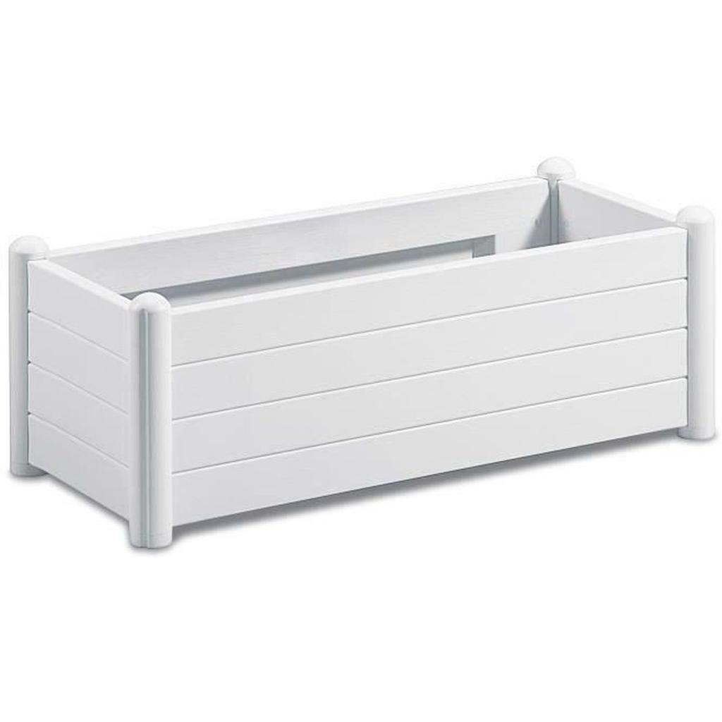STEFANPLAST Bac a fleurs/jardiniere rectangulaire - ITALIA - Finition effet bois - 100x43xH35cm - 80L - Blanc