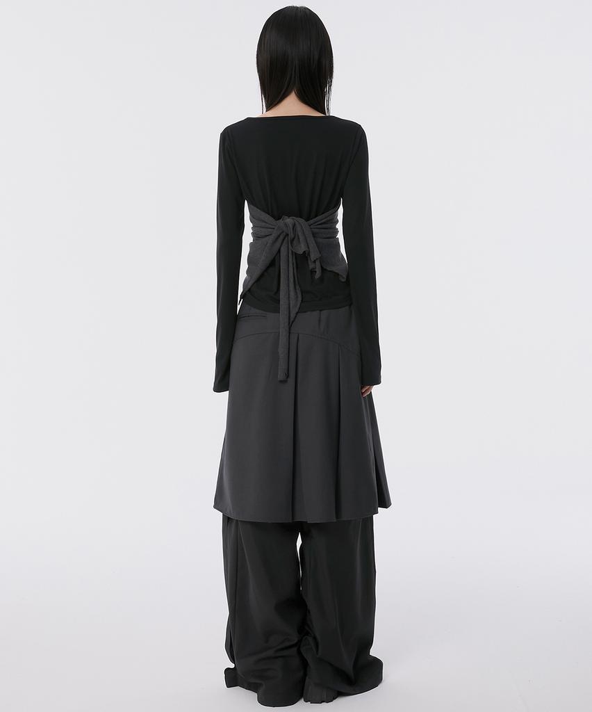 Peulleeoeob Pleats Midi Skirt (Fl-243_Charcoal)