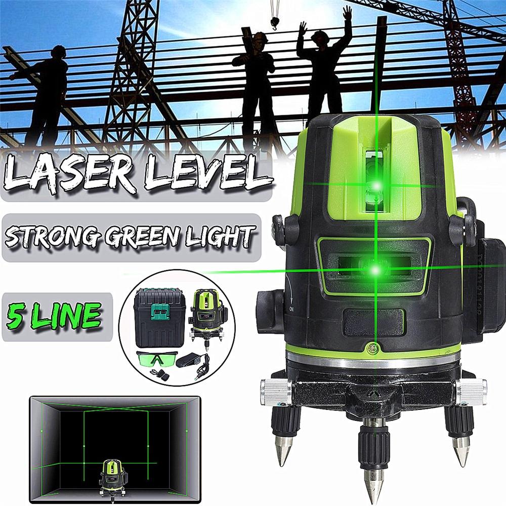 5 Lines 360° Rotary Green Laser Level Cross Self Leveling Measure Tool Outdoor