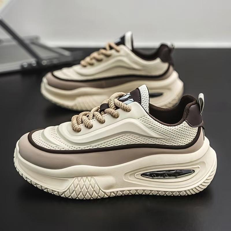 Leather Surface Thick Sole Heightening Dad Shoes Versatile Contrasting Color Student Casual Shoes Versatile Men's Shoes