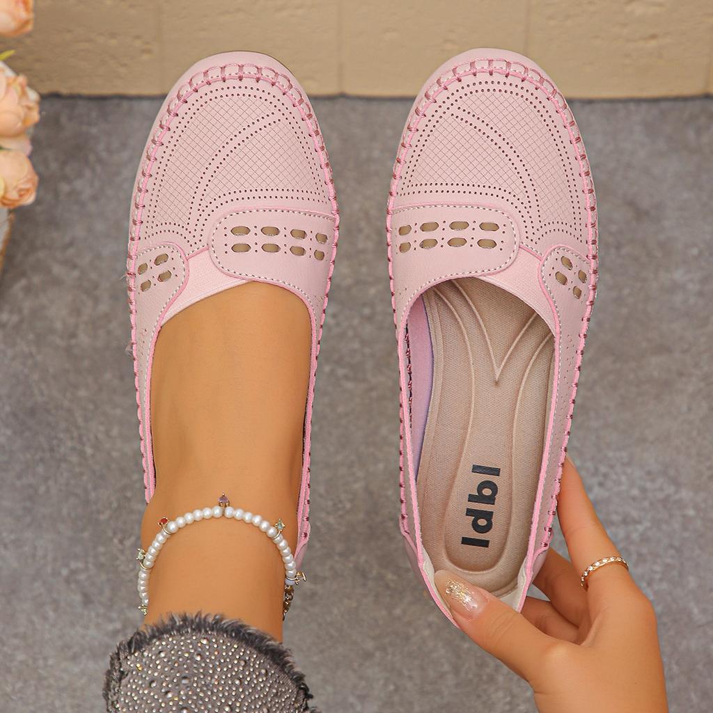 Multi-color Optional Soft Sole Hollow Out Breathable Flat Shoes Slip On Anti-slip Loafers