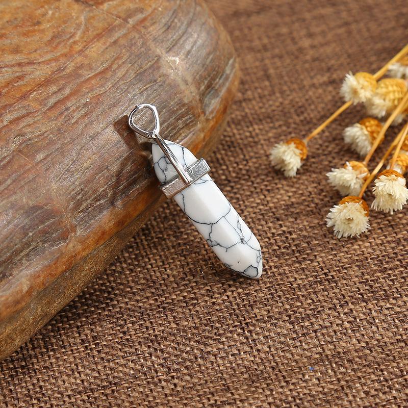 Natural Stone Amethyst & Rose Quartz Double-Pointed Hexagonal Pendant Necklace