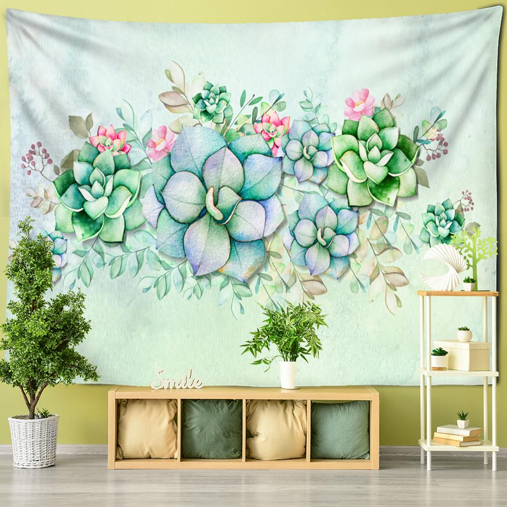 Vintage Green Tropical Plants Tapestry Wall Hanging Psychedelic Witchcraft Mystery Dorm Living Room Home Decor