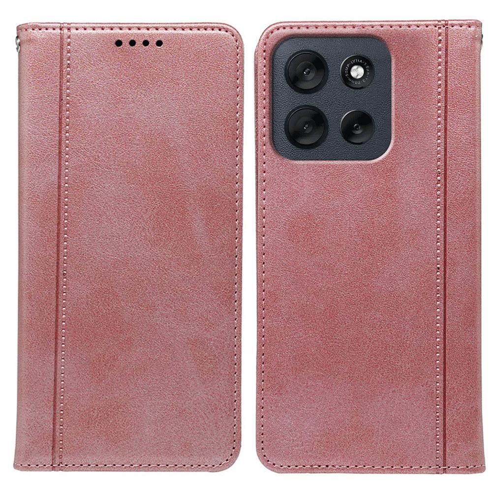 For Motorola Moto G56 5G Case Hidden Magnetic Closure Calf Texture Leather Phone Cover