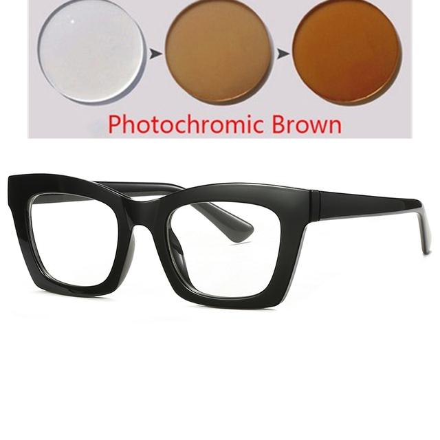 

Квадратные очки для близорукости в черной розовой оправе для женщин Tr90, студенческие фотохромные очки с защитой от синих лучей, близорукости, от 0 до 0,5 до -6,0 Myopia -5.0